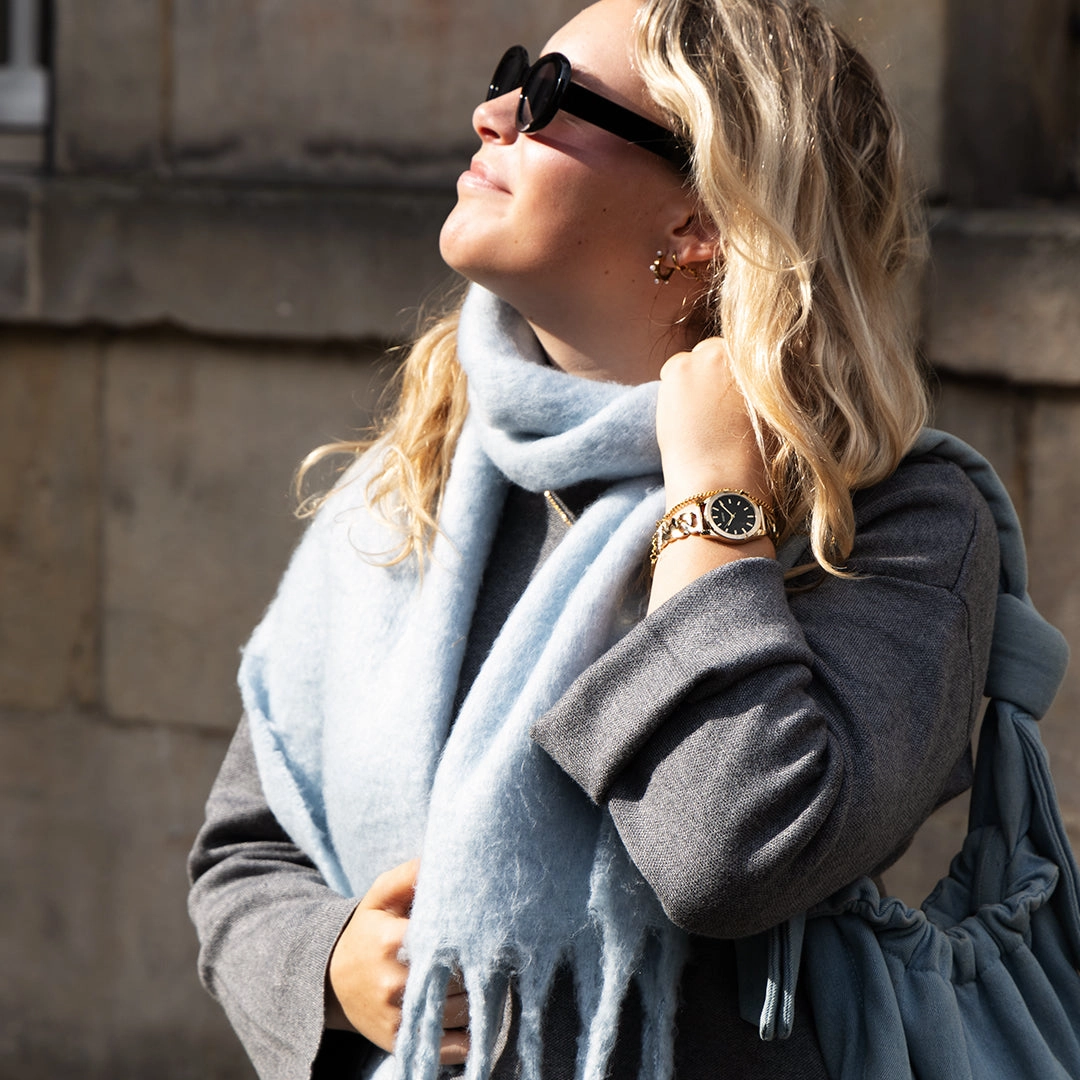 Gold coloured OOZOO watch with petit chain bracelet - C11422