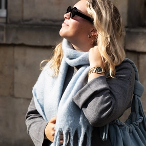 Gold coloured OOZOO watch with petit chain bracelet - C11422