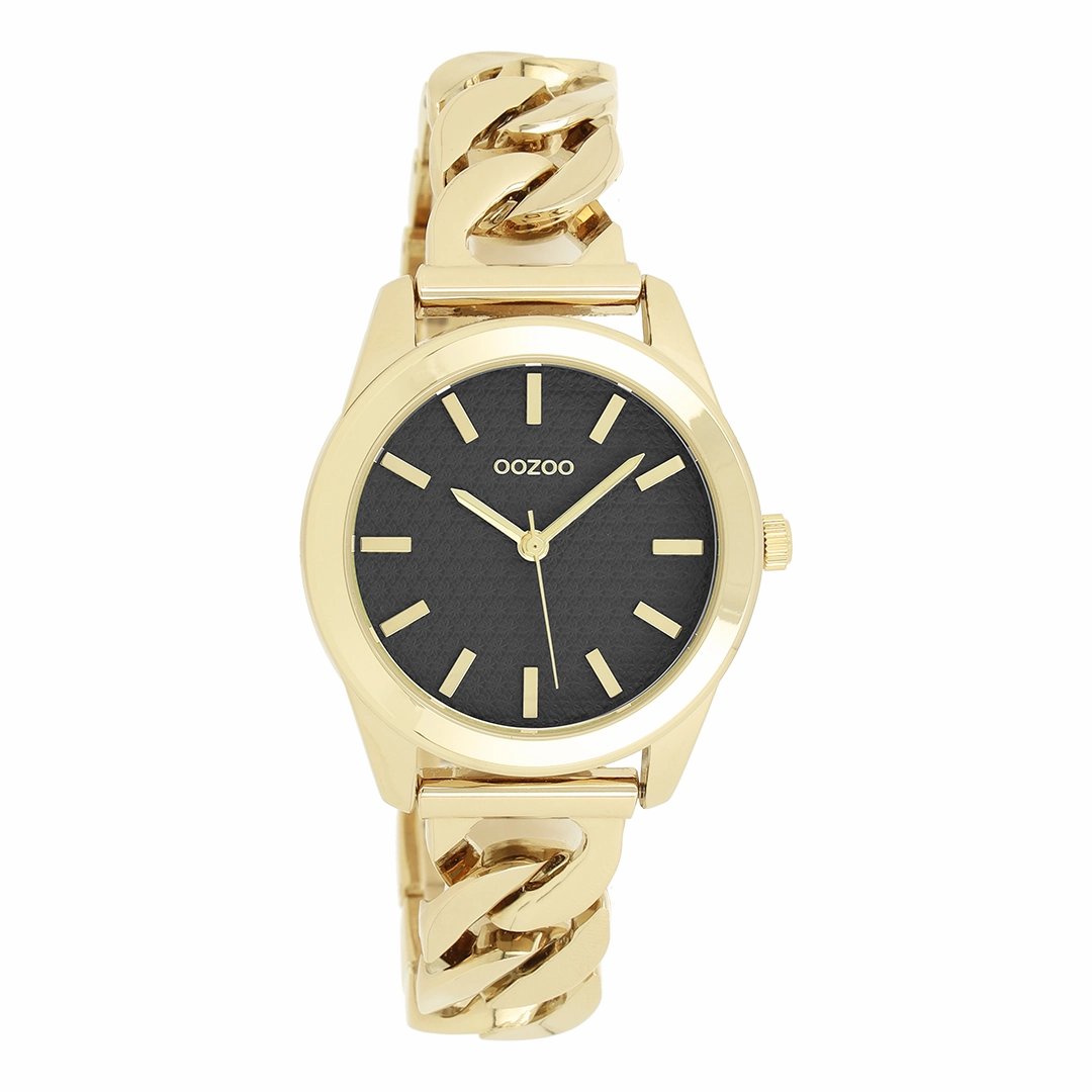 Gold coloured OOZOO watch with petit chain bracelet - C11422