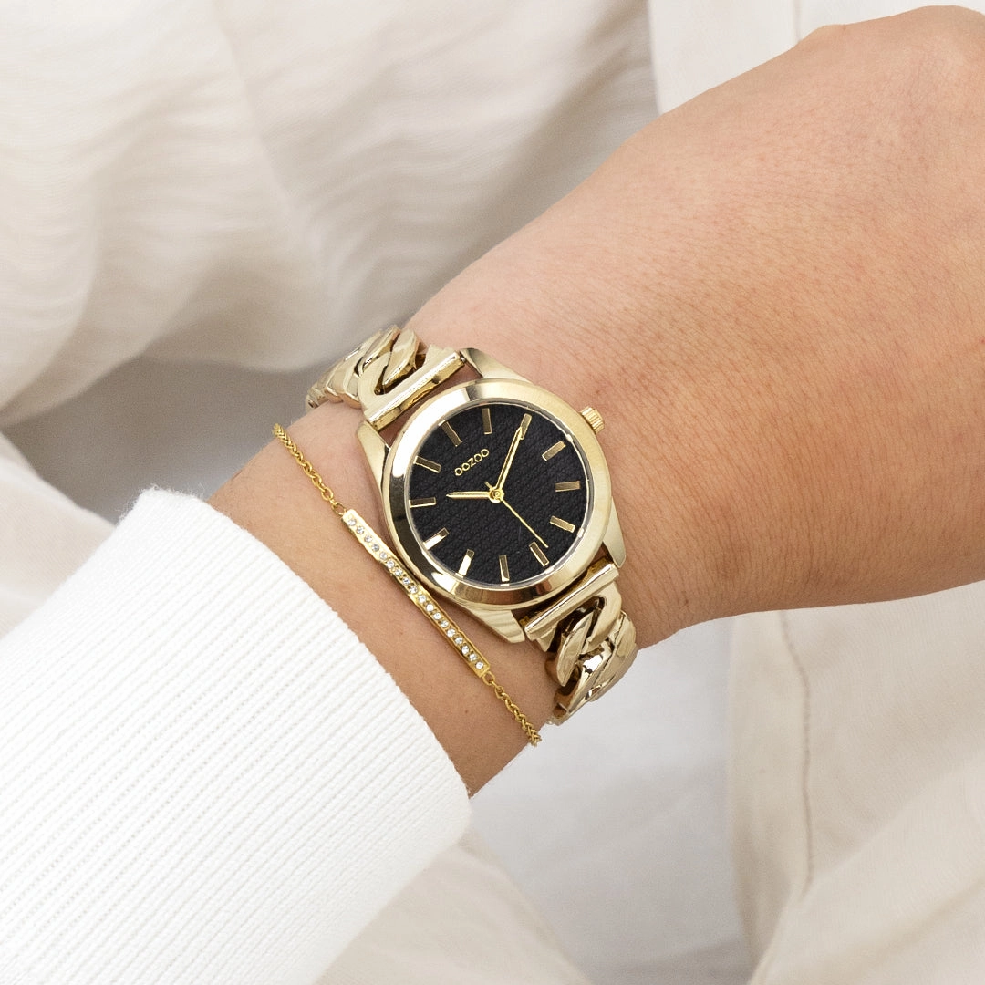Gold coloured OOZOO watch with petit chain bracelet - C11422