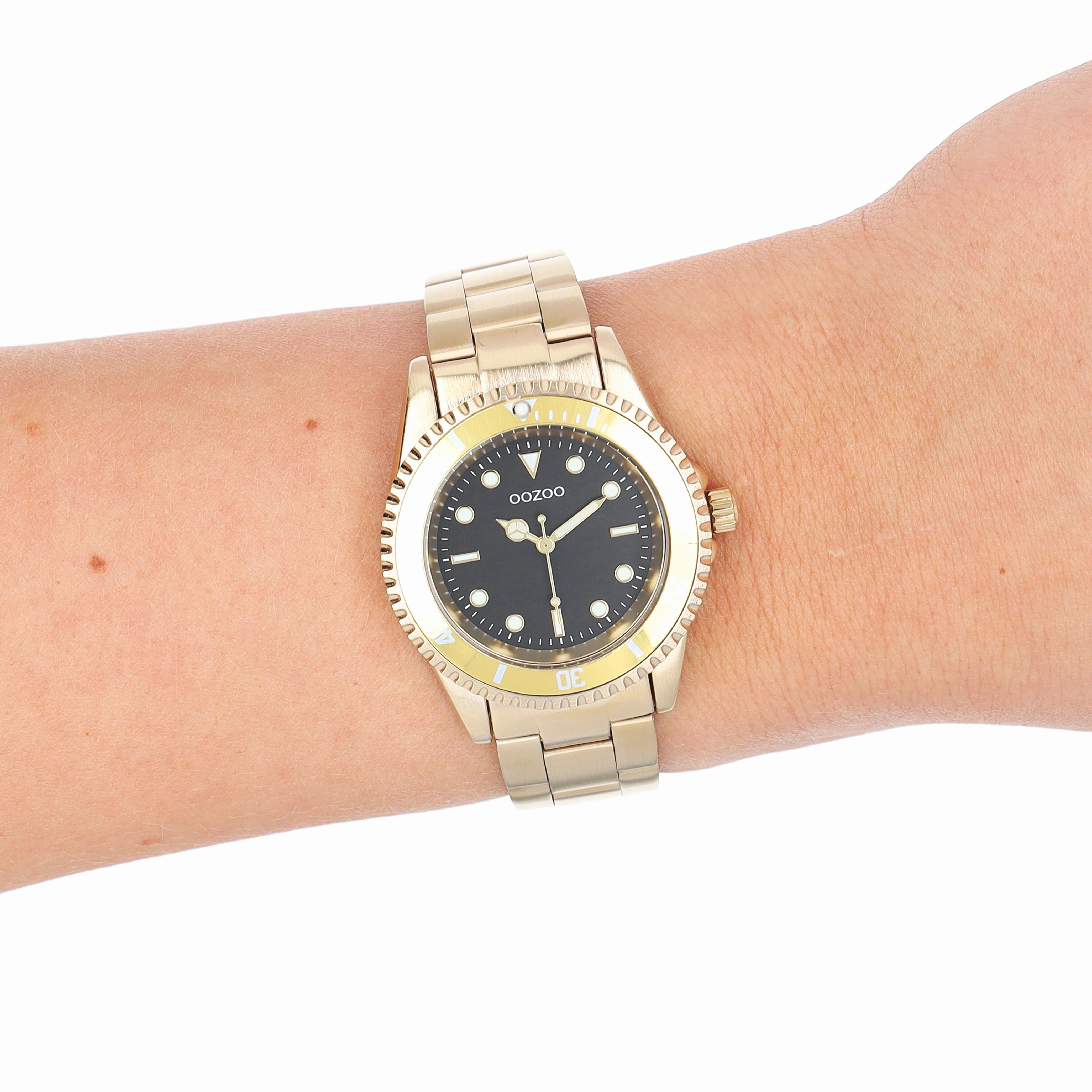 Gold coloured OOZOO watch with stainless steel bracelet - C11148