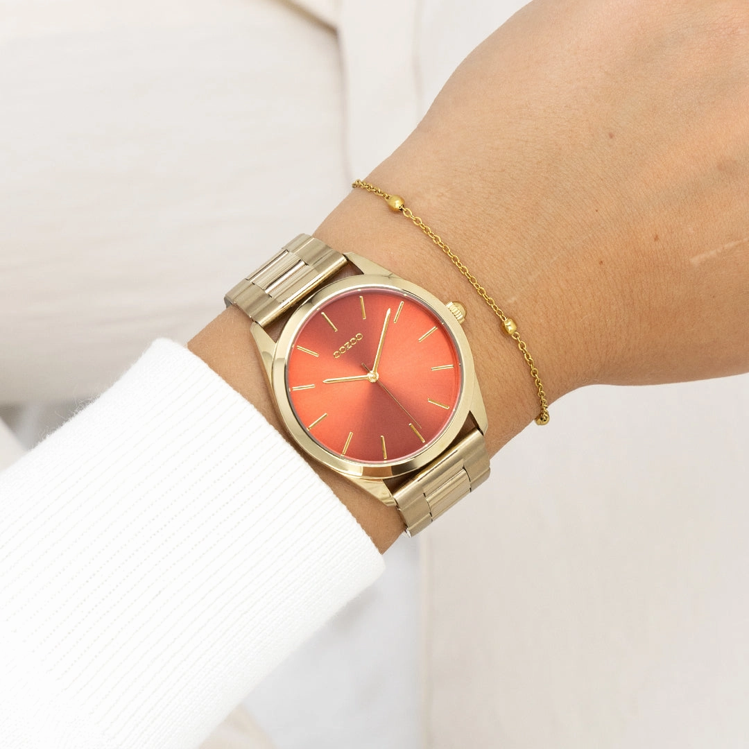 Gold coloured OOZOO watch with stainless steel bracelet - C11432