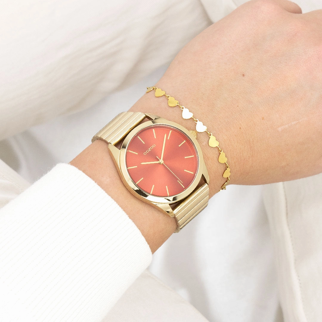 Gold coloured OOZOO watch with stainless steel bracelet - C11518