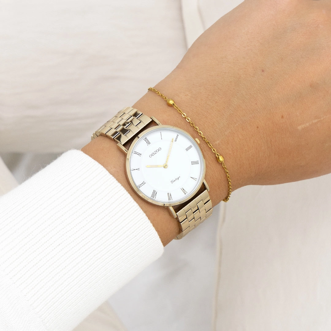 Gold coloured OOZOO watch with stainless steel bracelet - C20369