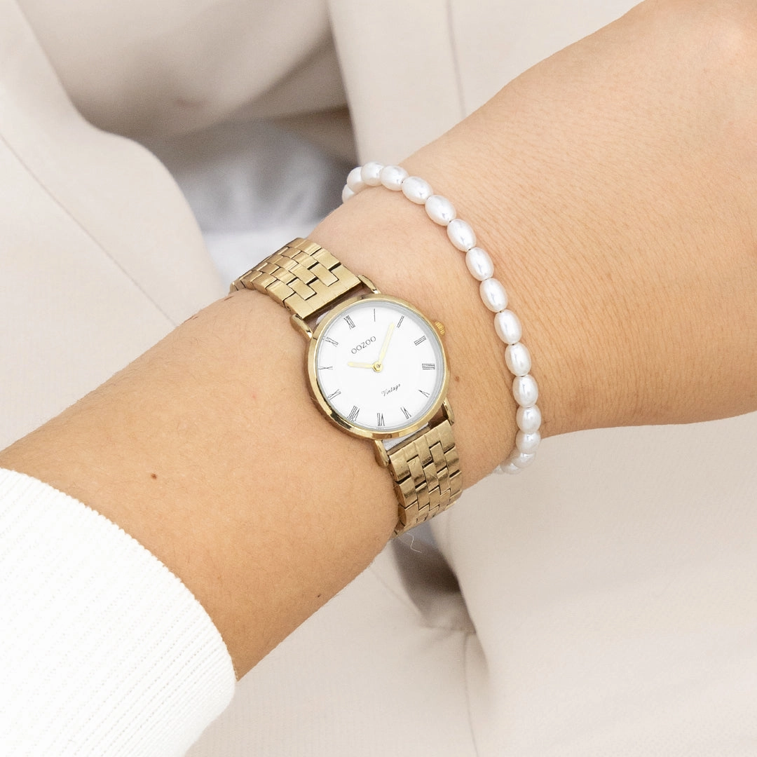 Gold coloured OOZOO watch with stainless steel bracelet - C20376
