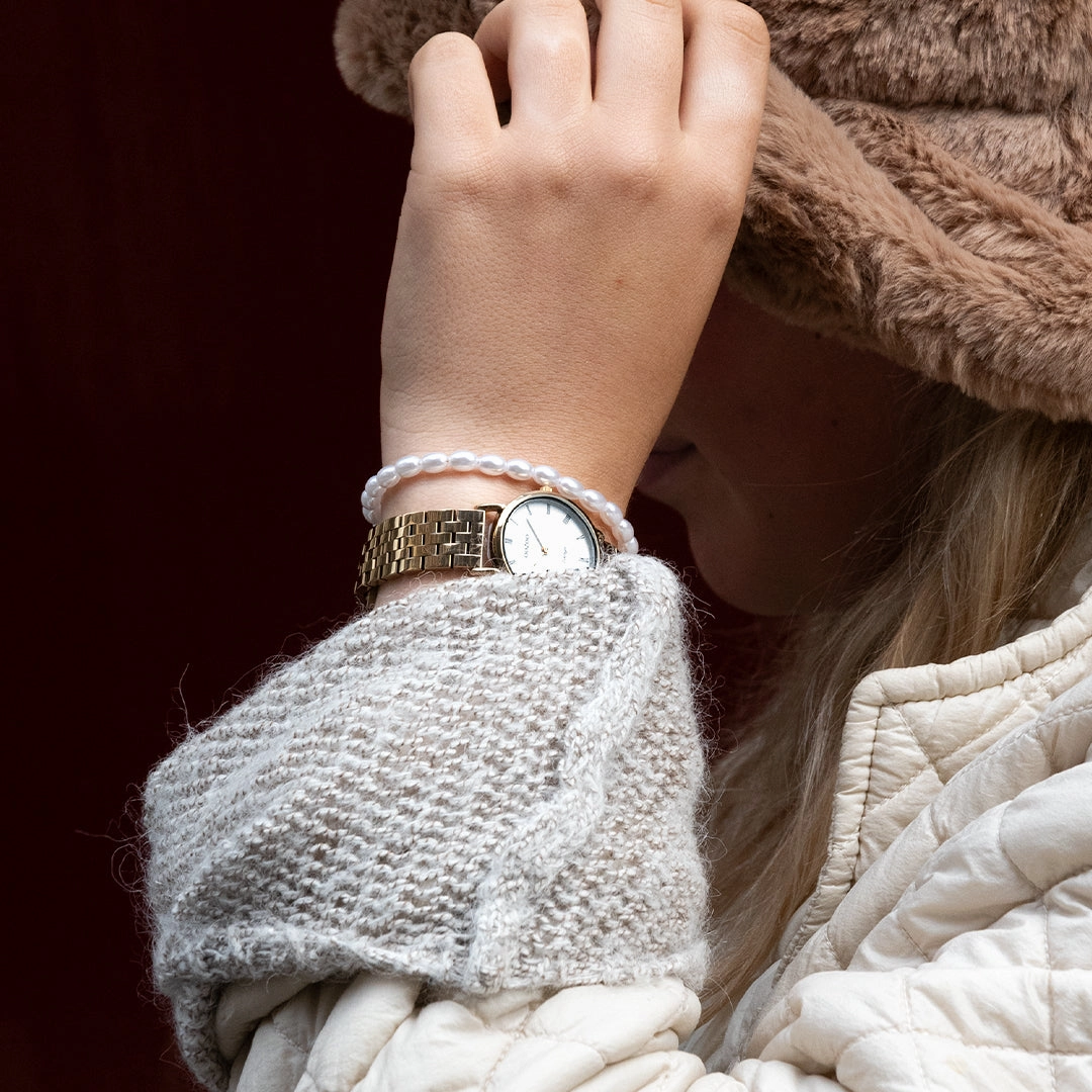 Gold coloured OOZOO watch with stainless steel bracelet - C20376