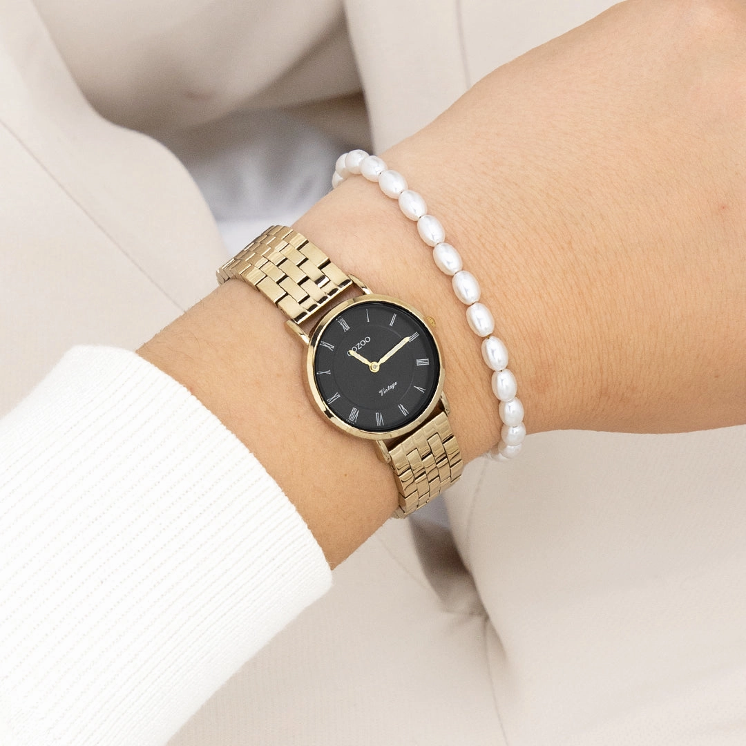 Gold coloured OOZOO watch with stainless steel bracelet - C20378