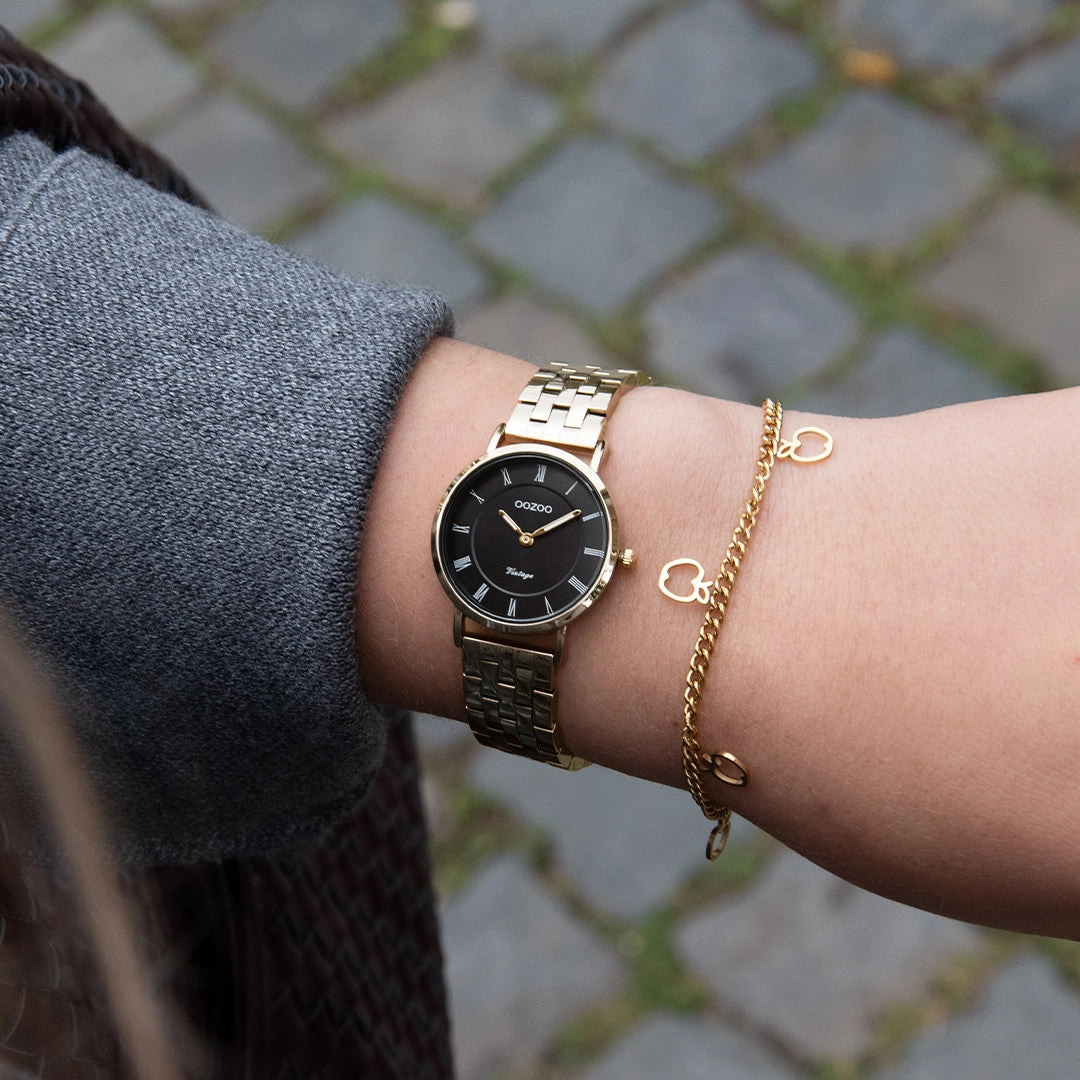 Gold coloured OOZOO watch with stainless steel bracelet - C20378