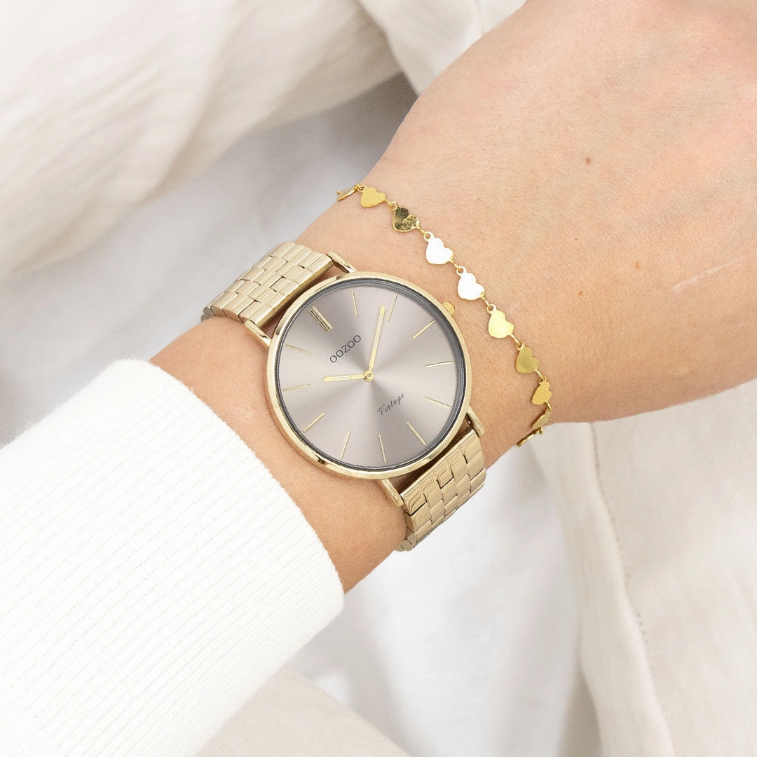 Gold coloured OOZOO watch with stainless steel bracelet - C20403