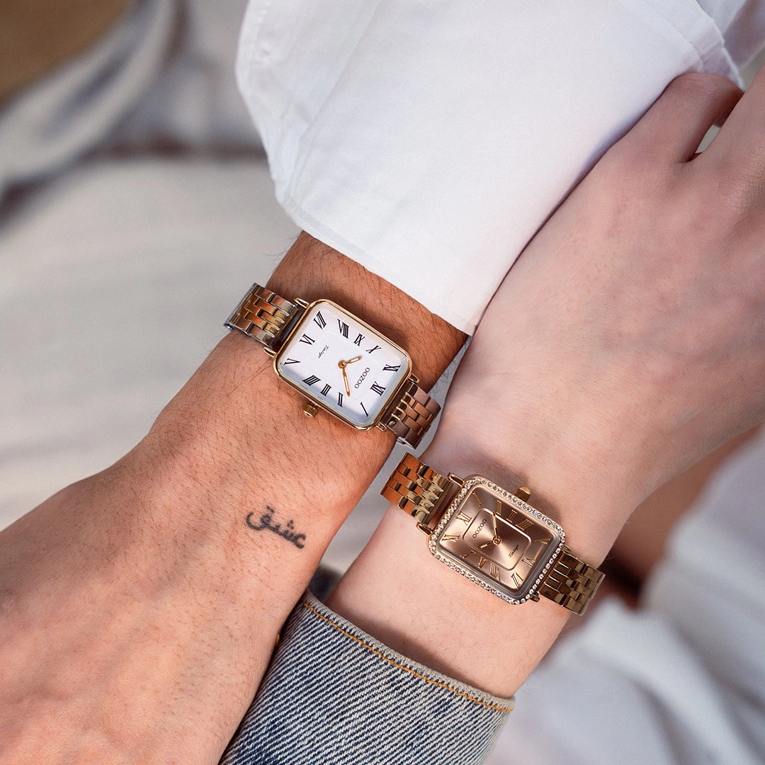Gold coloured OOZOO watch with stainless steel bracelet - C20415