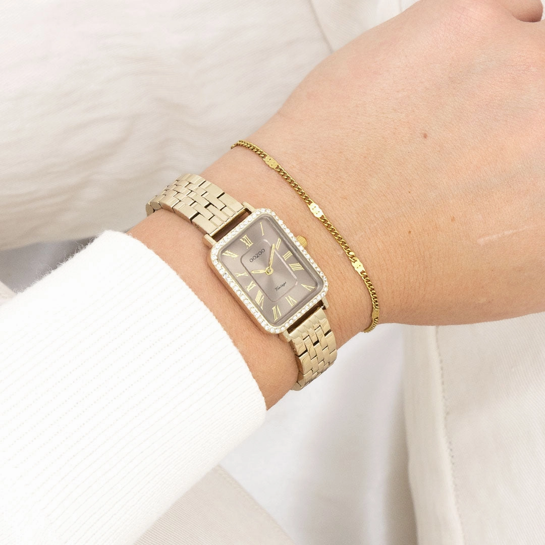Gold coloured OOZOO watch with stainless steel bracelet - C20415