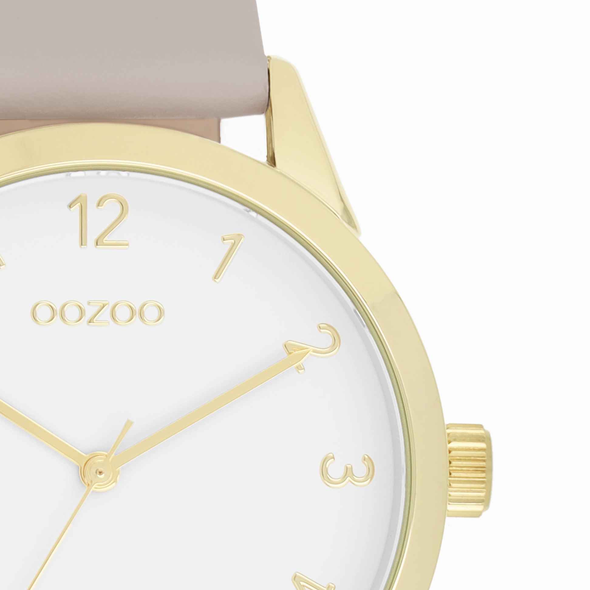 Gold coloured OOZOO watch with taupe leather strap - C11327