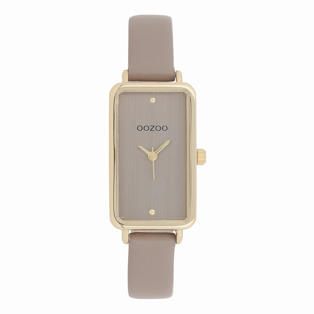 Gold coloured OOZOO watch with taupe leather strap - C11531