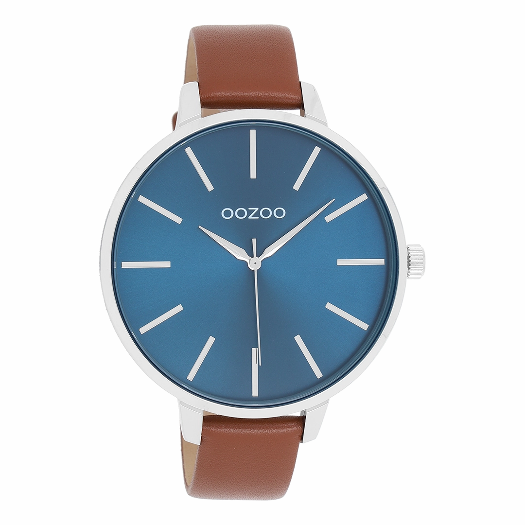 Green OOZOO watch with brown leather strap - C11439