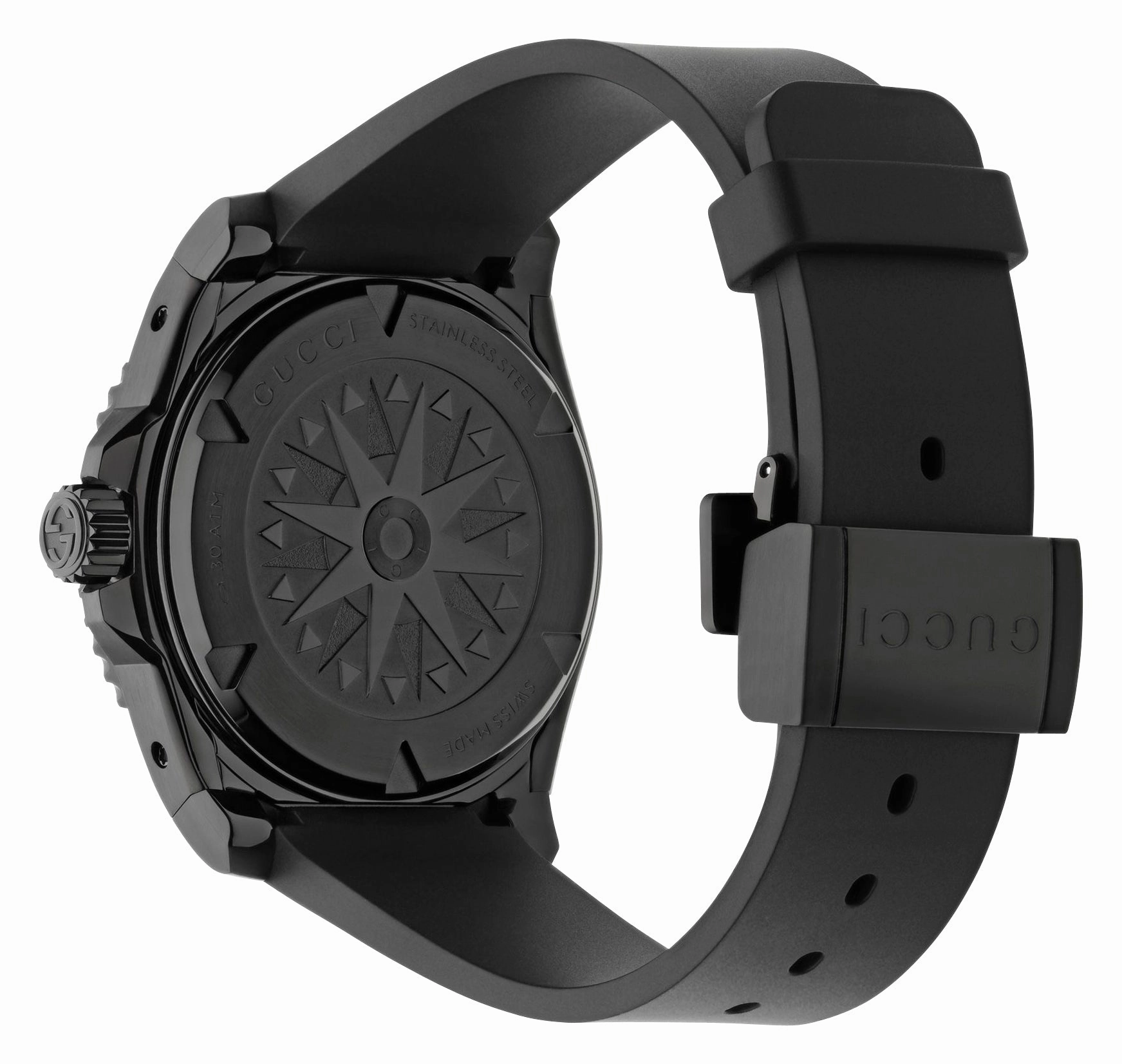 Gucci Dive Automatic Black PVD Black Dial Black Rubber Strap Divers Mens Watch YA136361