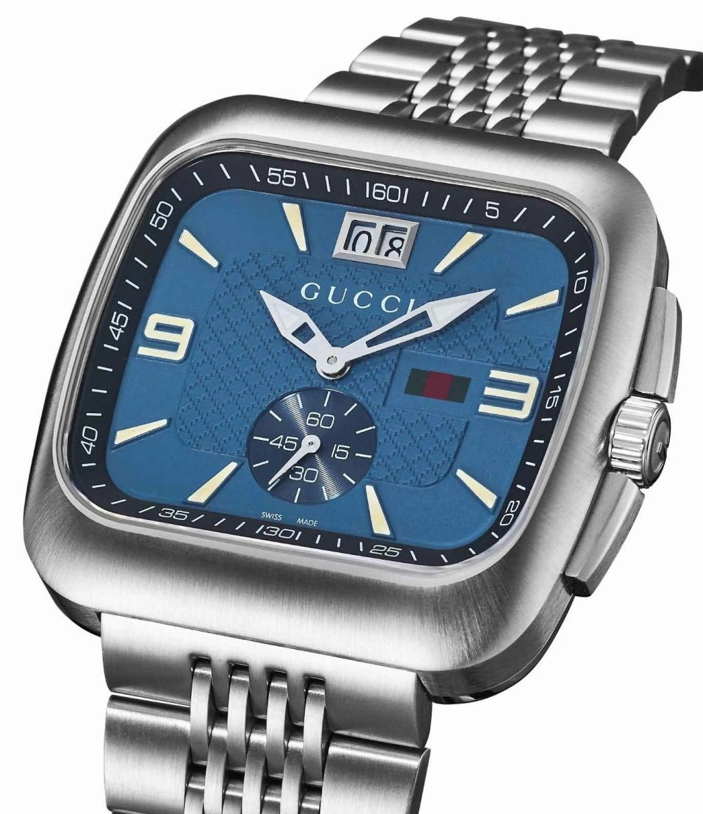 Gucci G-Coupe Stainless Steel Blue Dial Date Quartz Mens Watch YA131318