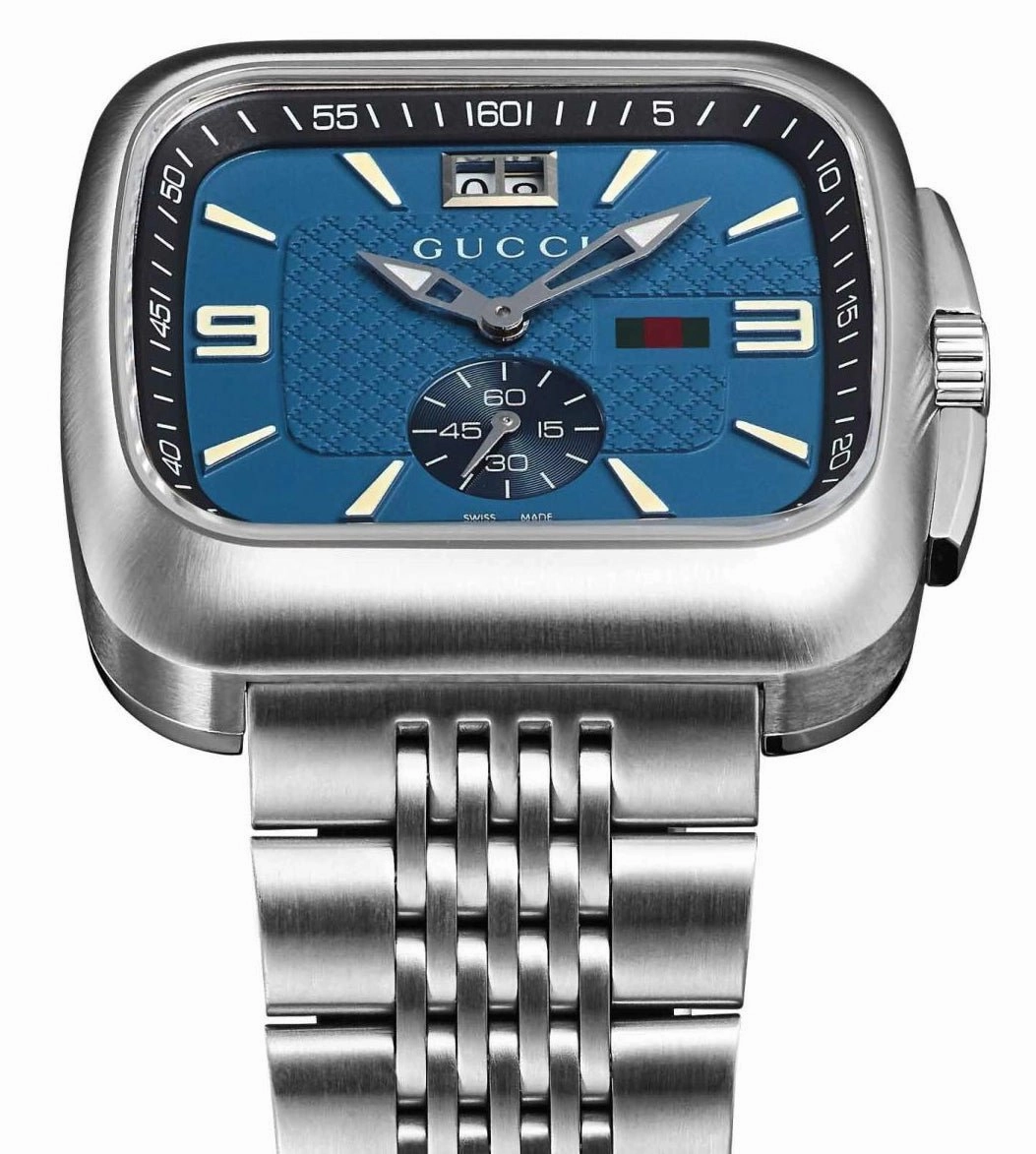 Gucci G-Coupe Stainless Steel Blue Dial Date Quartz Mens Watch YA131318