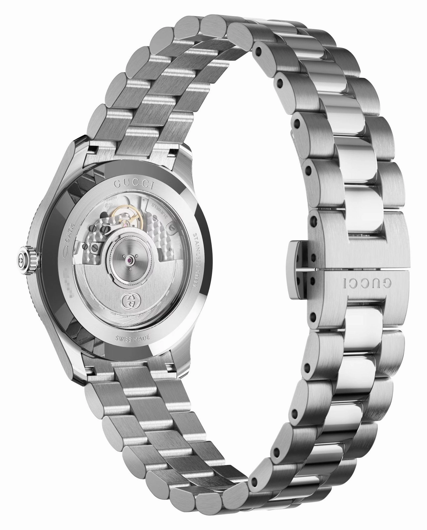 Gucci G-Timeless Automatic Stainless Steel Black Dial Mens Watch YA126388