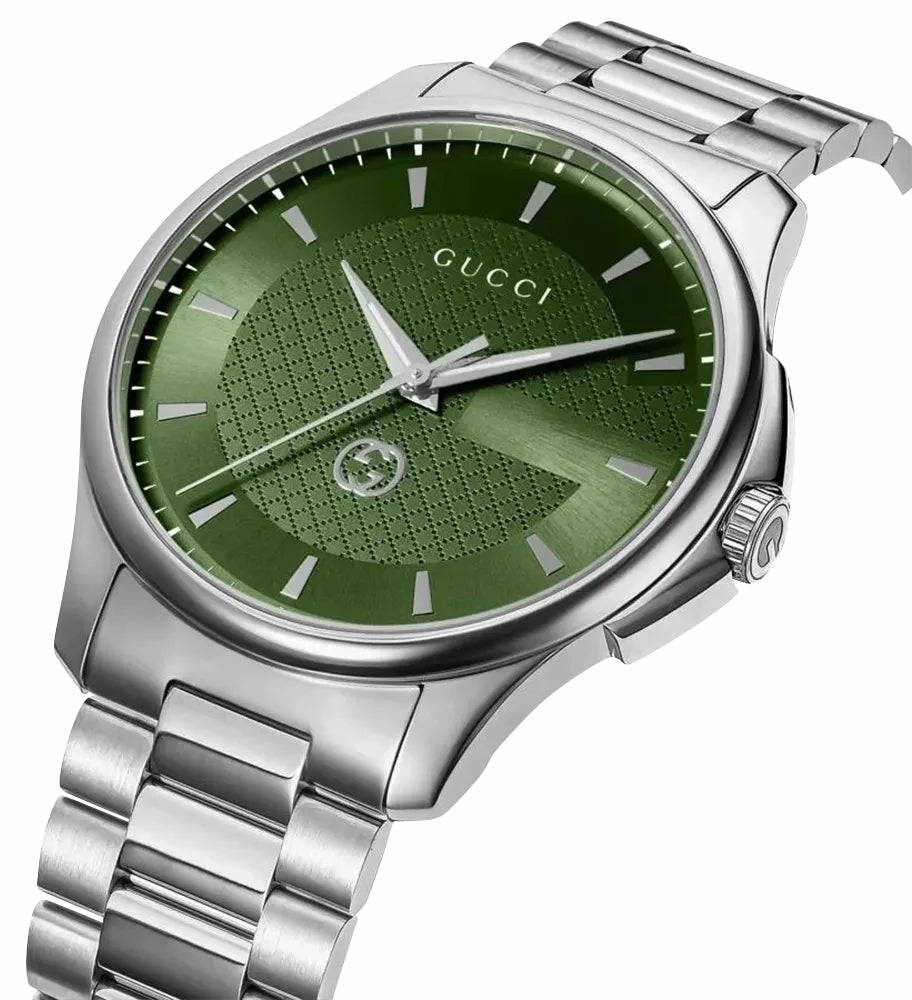 Gucci G-Timeless Stainless Steel Green Dial Quartz Mens Watch YA126369