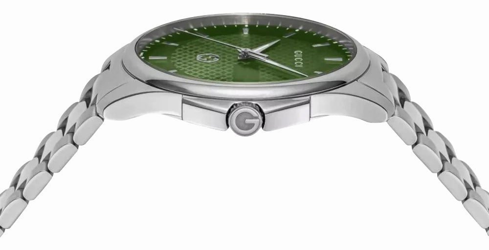 Gucci G-Timeless Stainless Steel Green Dial Quartz Mens Watch YA126369
