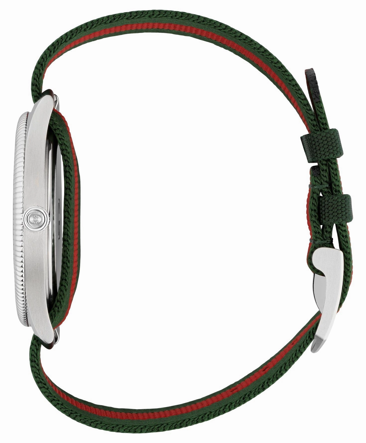 Gucci G-Timeless Stainless Steel Silver Dial Green/Red Nylon Strap Date Quartz Unisex Watch YA1264236