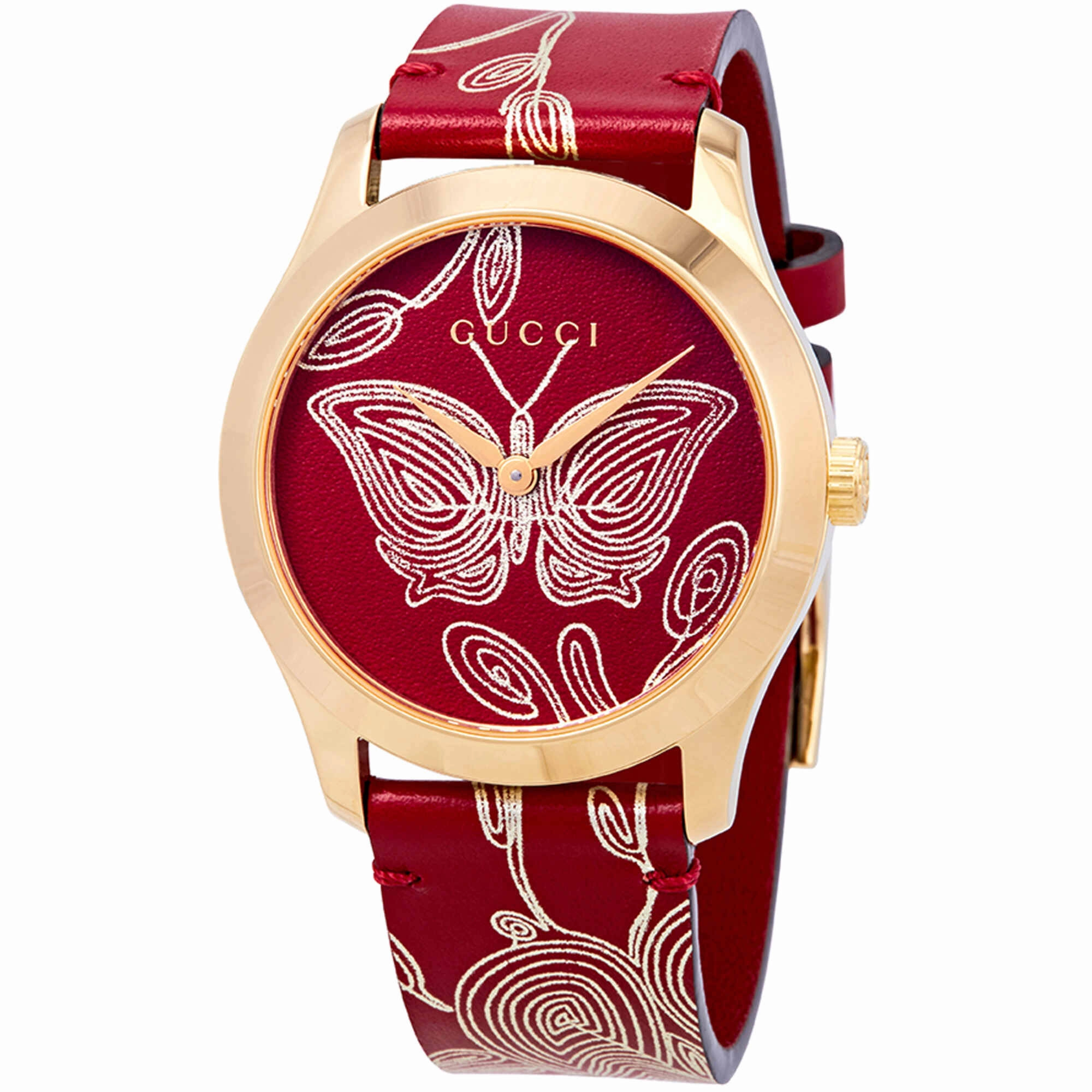 Gucci Women's Watch - G-Timeless Quartz SS Case Red Dial Leather Strap | YA1264054