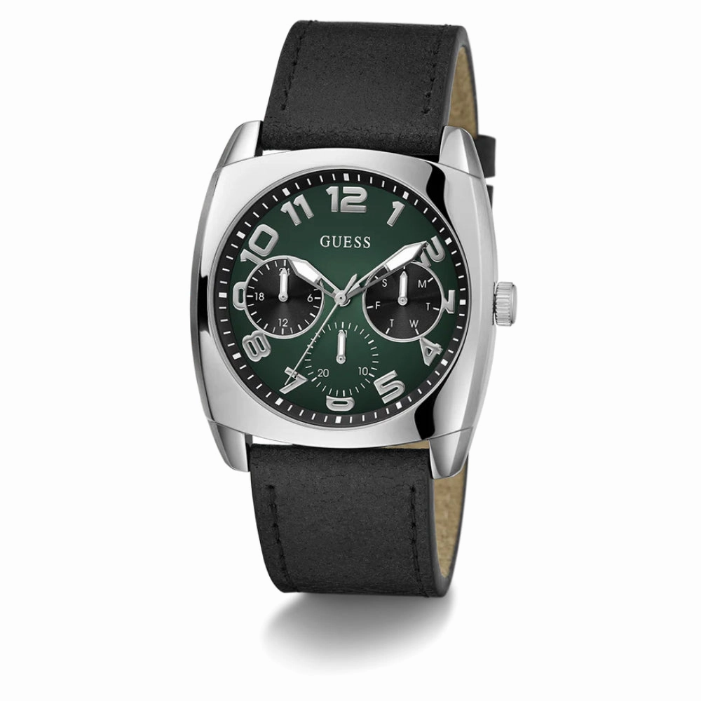 Guess Analog Black Leather Strap Men Watch GW0792G1