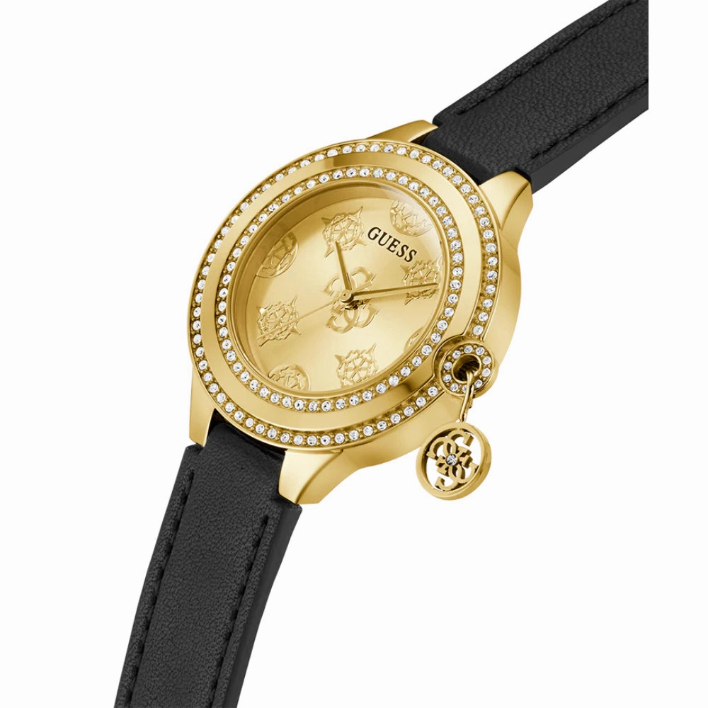 Guess Analog Black Leather Strap Women Watch GW0684L3