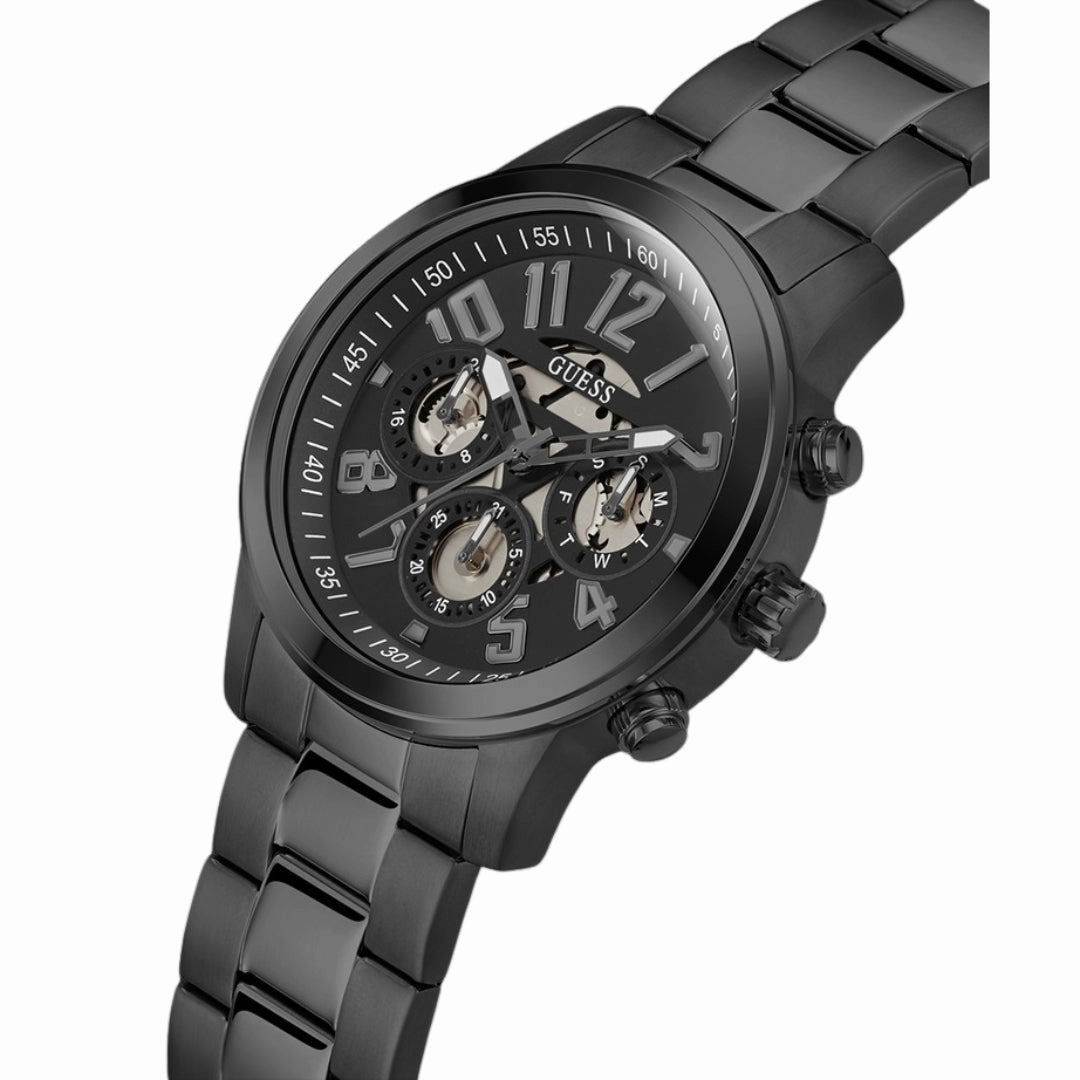 GUESS CHRONO-LOOK BLACK STEEL WATCH GW0627G3