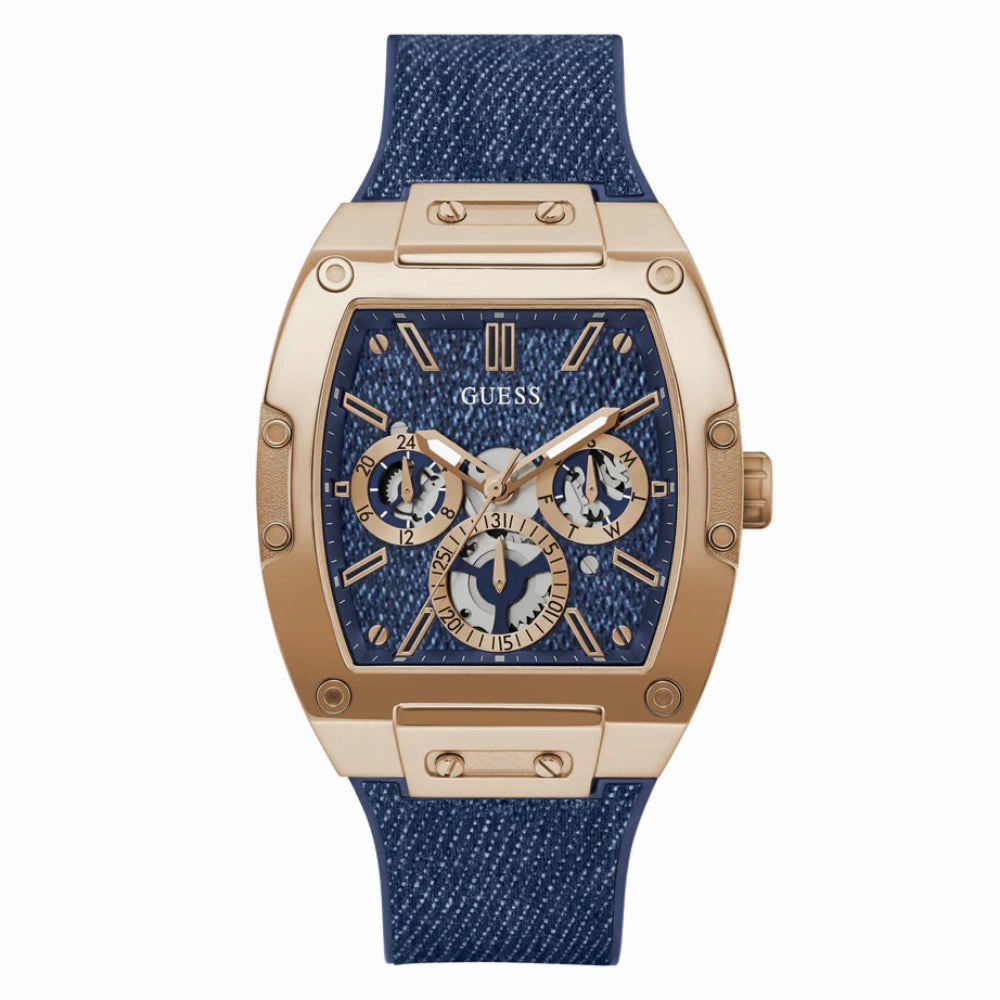 Guess Chronograph Black Denim/Silicone Strap Men Watch GW0786 Series