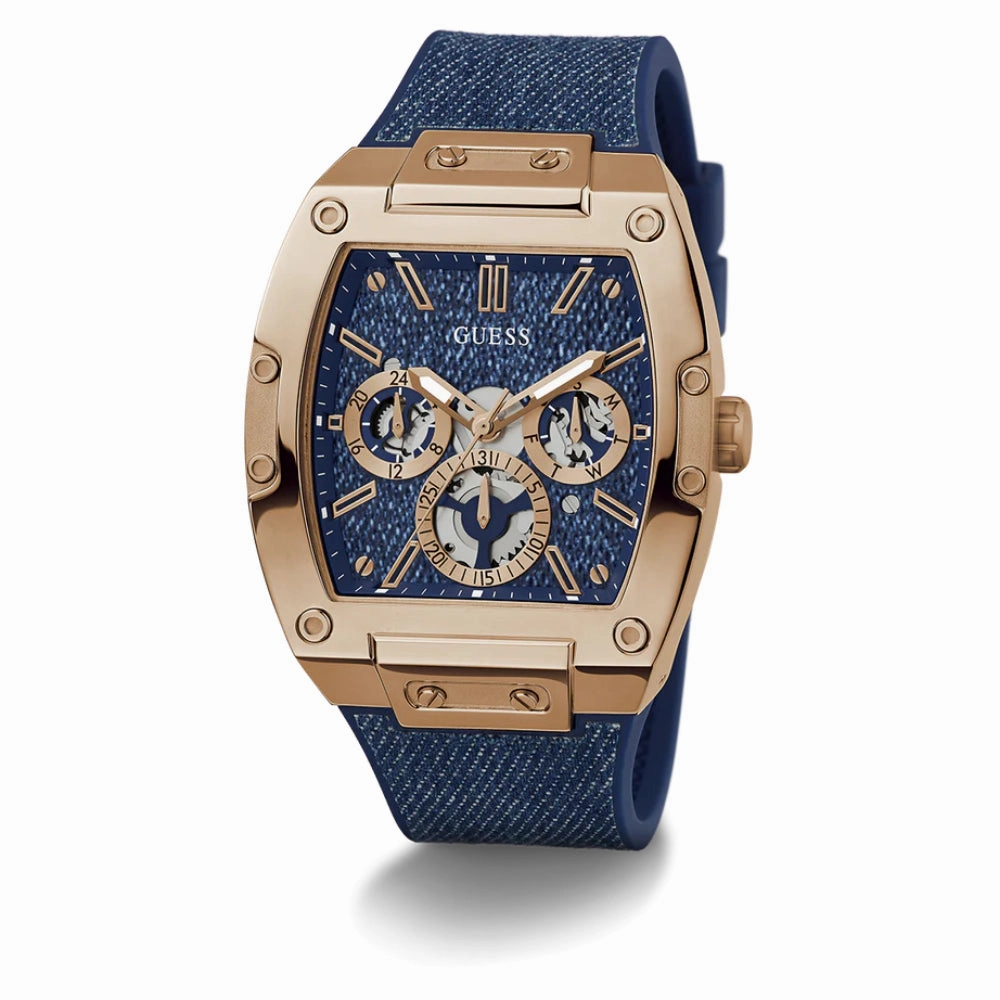 Guess Chronograph Black Denim/Silicone Strap Men Watch GW0786 Series
