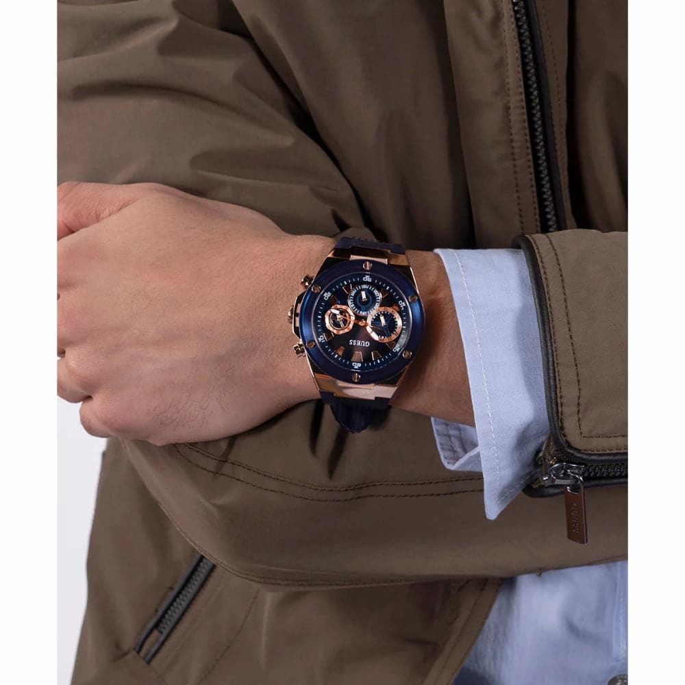Guess Chronograph Blue Dial & Silicone Strap Men Watch GW0425G3