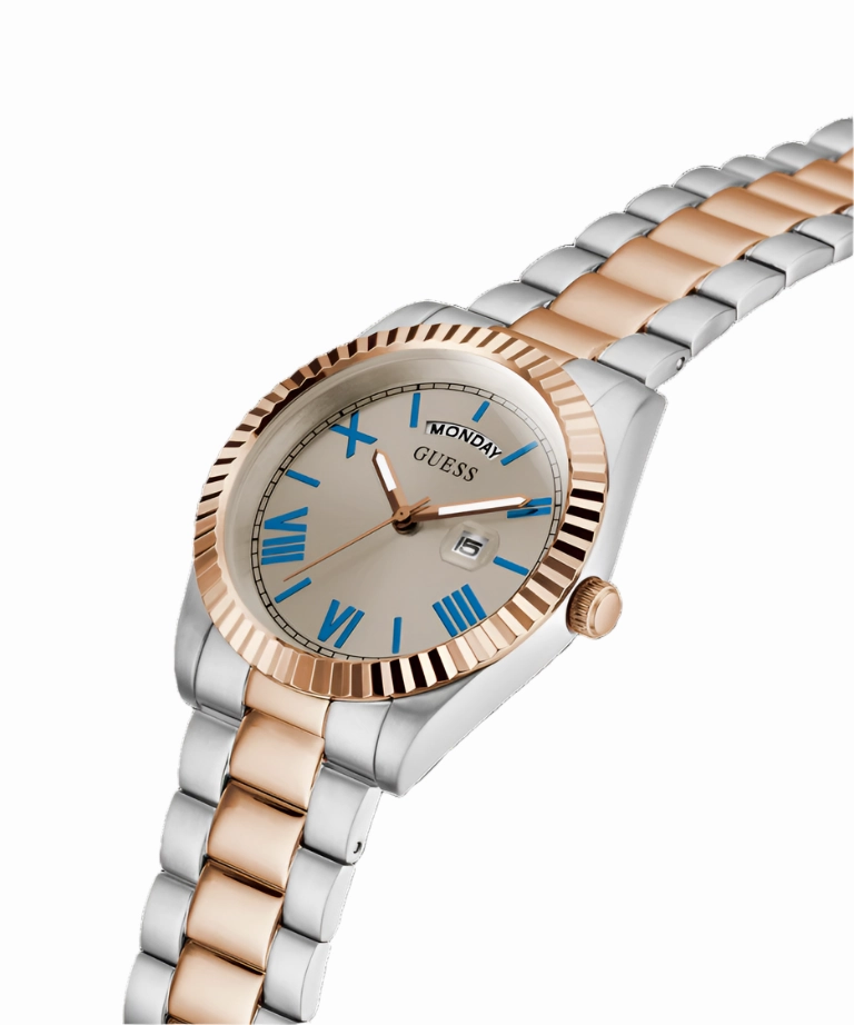 Guess CONNOISSEUR Silver Dial Two Tone Stainless Steel Watch GW0265G13