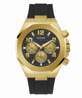 Guess Empire Black Dial Rubber Strap Watch GW0583G2