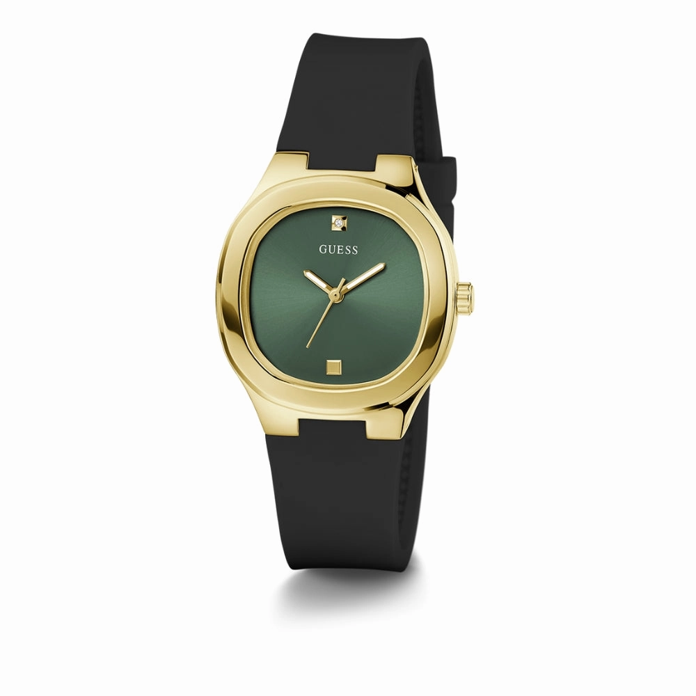 GUESS EVE GW0658L1 GREEN & GOLD DIAL BLACK WATCH