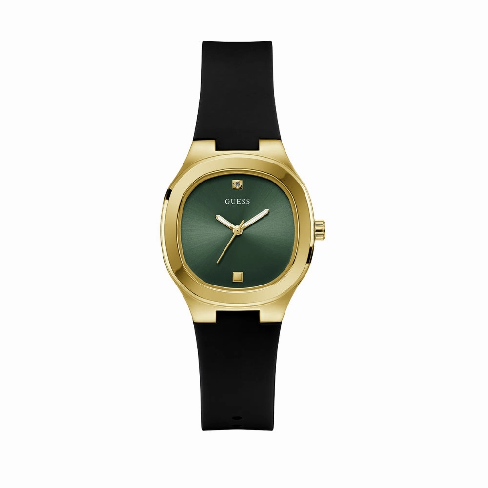 GUESS EVE GW0658L1 GREEN & GOLD DIAL BLACK WATCH