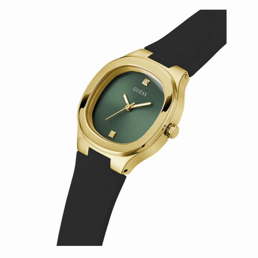 GUESS EVE GW0658L1 GREEN & GOLD DIAL BLACK WATCH