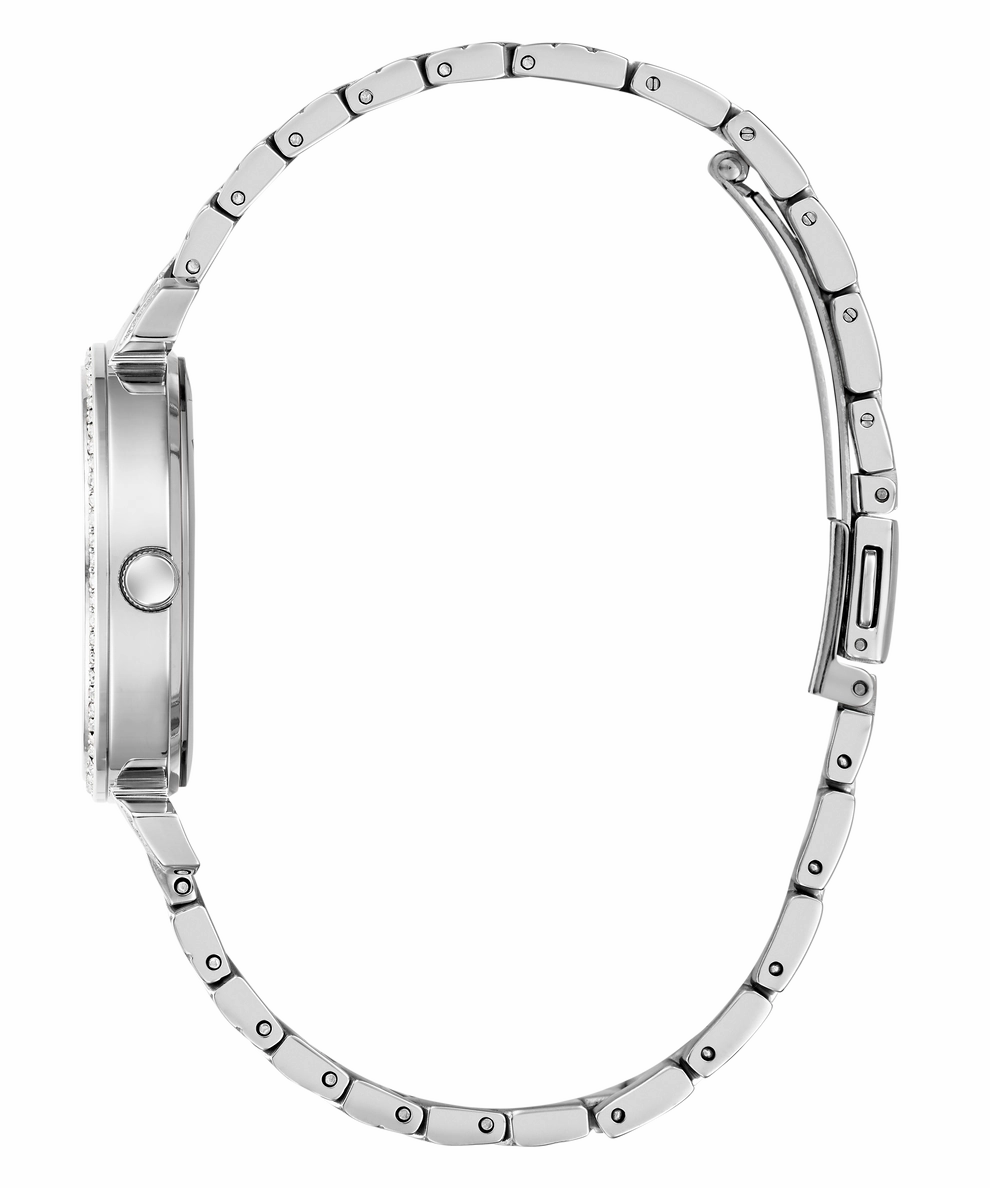 GUESS GLITZ DIAL SILVER QUILTED BRACELET WATCH GW0763L1