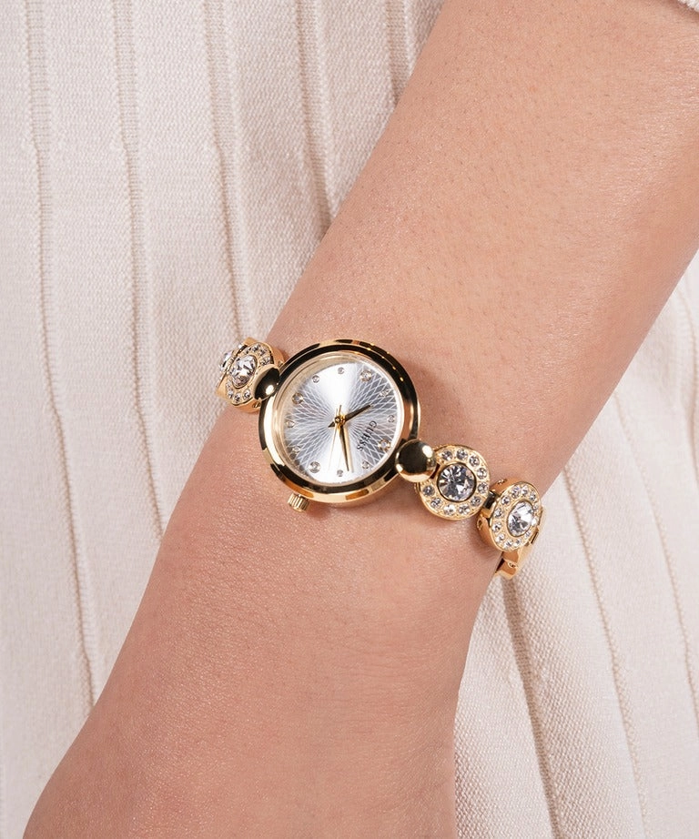 GUESS GOLD TONE CRYSTAL LINKS LADIES WATCH GW0757L2