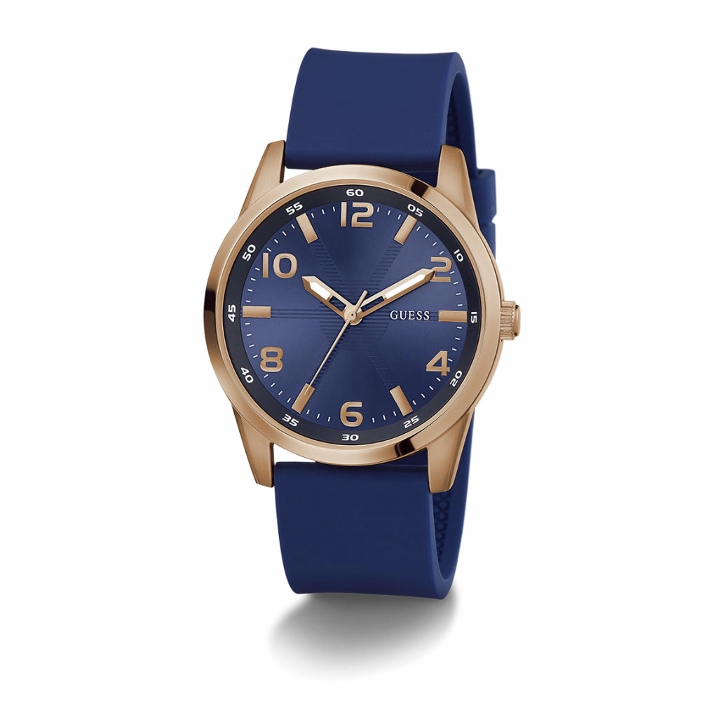 GUESS GW0805G3 BLUE DIAL ROSE GOLD TONE ANALOG WATCH