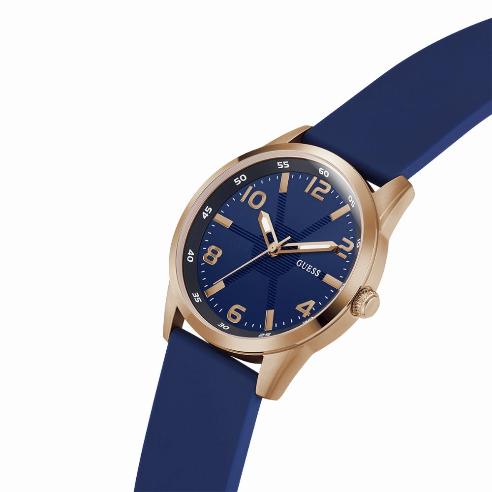 GUESS GW0805G3 BLUE DIAL ROSE GOLD TONE ANALOG WATCH
