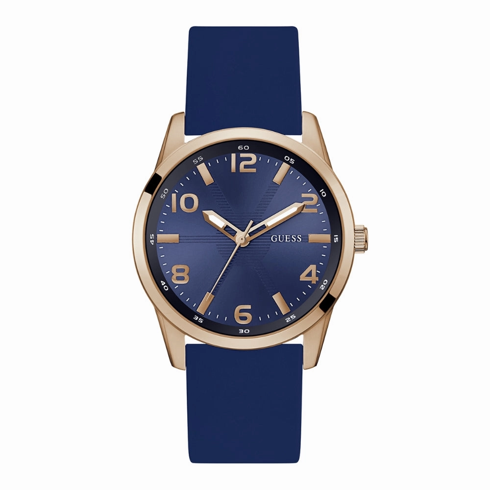 GUESS GW0805G3 BLUE DIAL ROSE GOLD TONE ANALOG WATCH
