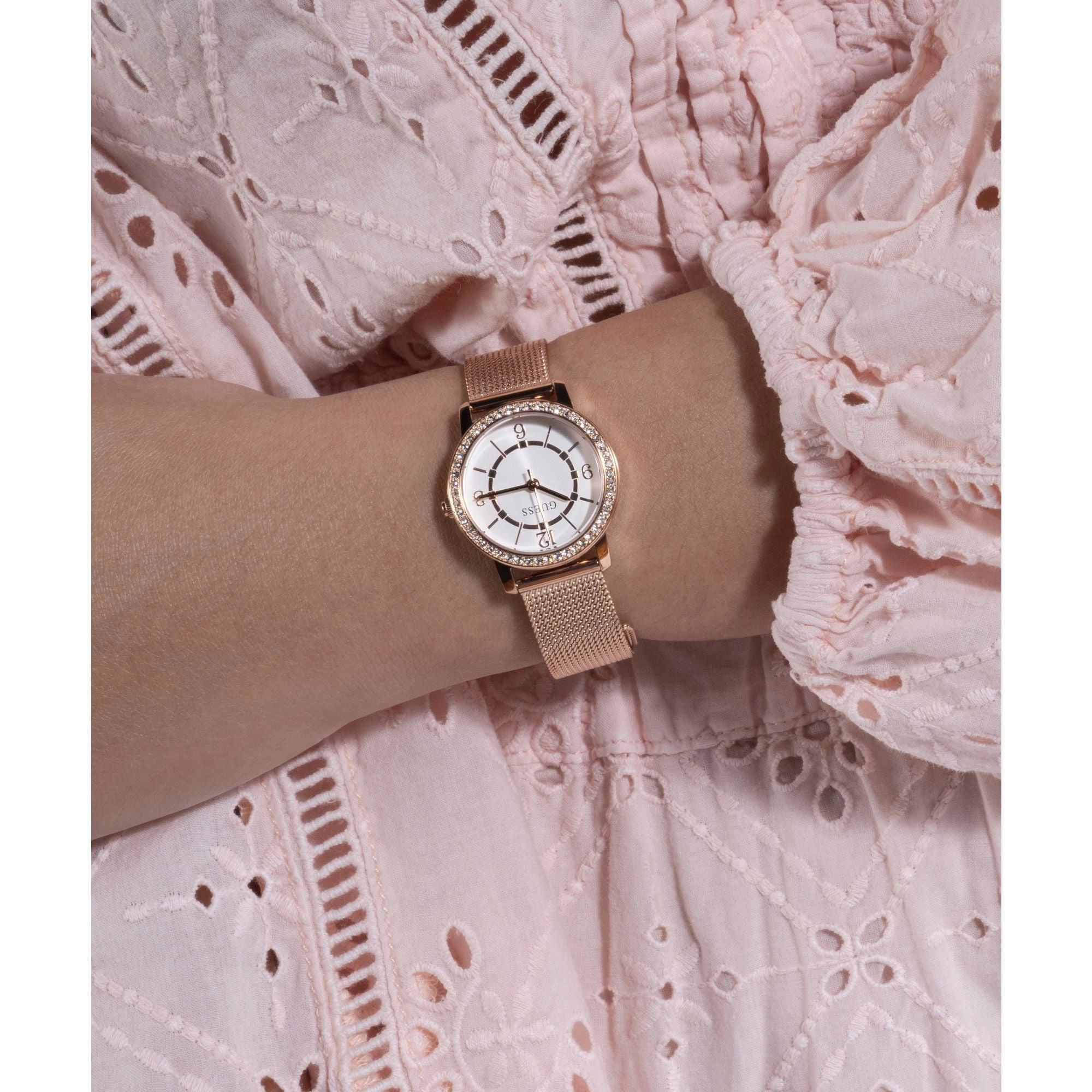 GUESS Ladies Rose Gold Tone Analog Watch GW0534L3