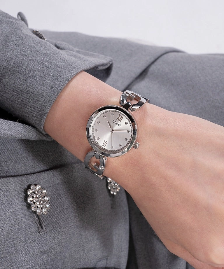 Guess Ladies Silver Tone G-Links Analog Watch GW0759L1