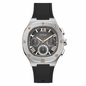 Guess Men's Headline Black and Silver Watch GW0571G1