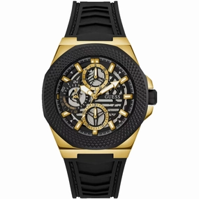 Guess Men's Watch - Front-Runner Day-Date Display Black Dial Rubber Strap | GW0577G2