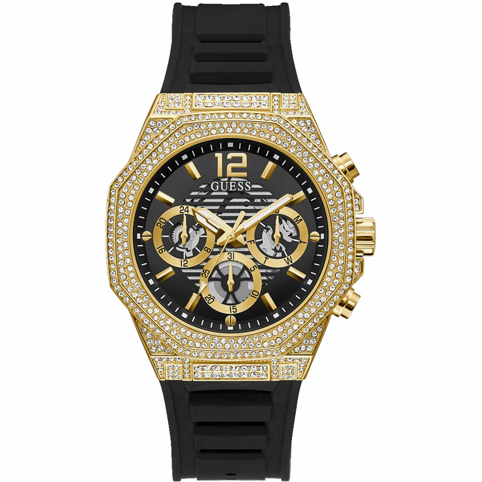 Guess Men's Watch - Momentum Quartz Black Dial Silicone Rubber Strap | GW0518G2