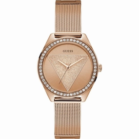 Guess Tri Glitz Rose Gold Dial Milanese Strap Women Watch W1142L4