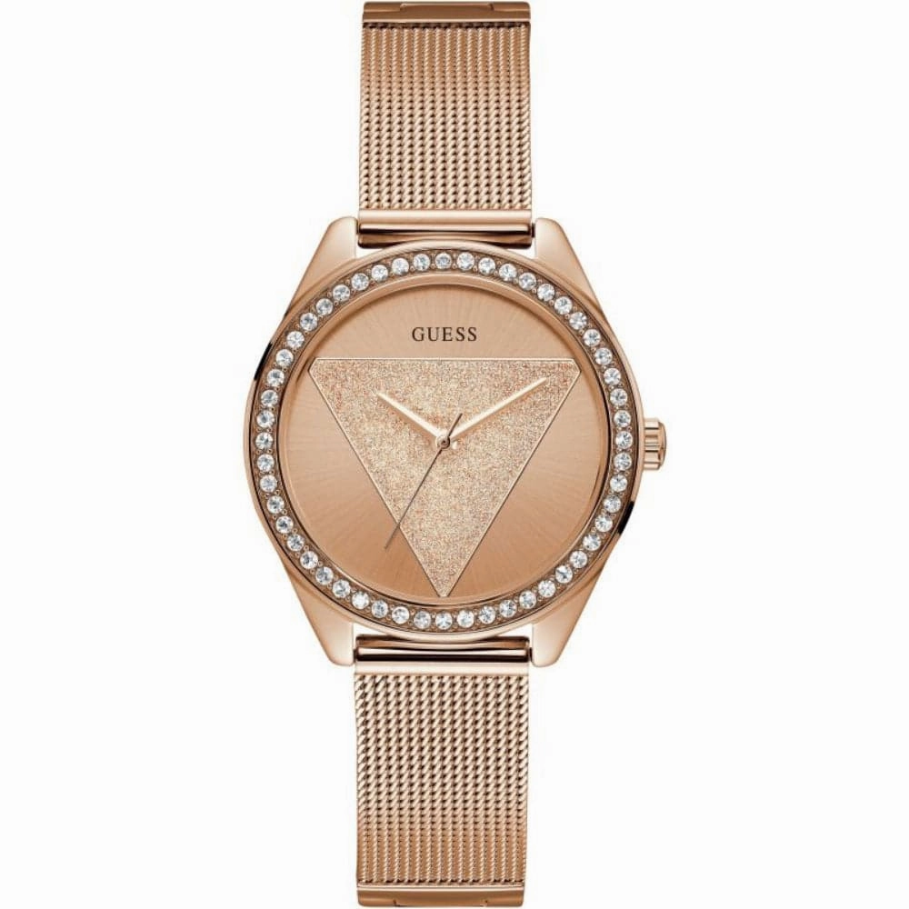 Guess Tri Glitz Rose Gold Dial Milanese Strap Women Watch W1142L4