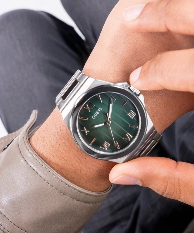 Guess Vinyl Men Green Dial Quartz Analog Watch GW0789G1